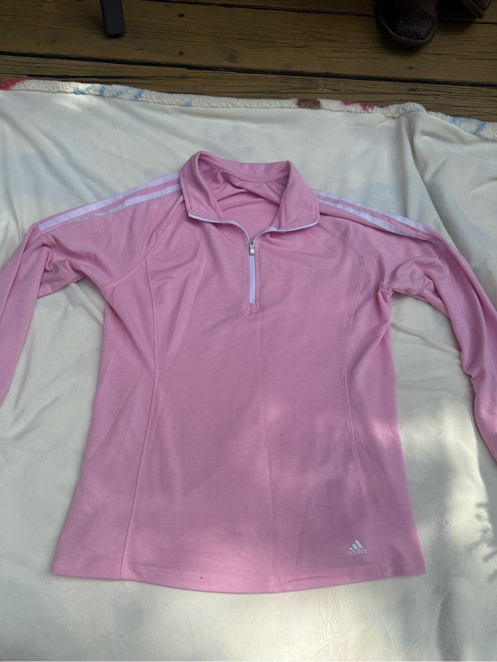 adidas Pink Long-Sleeve Quarter-Zip Pullover